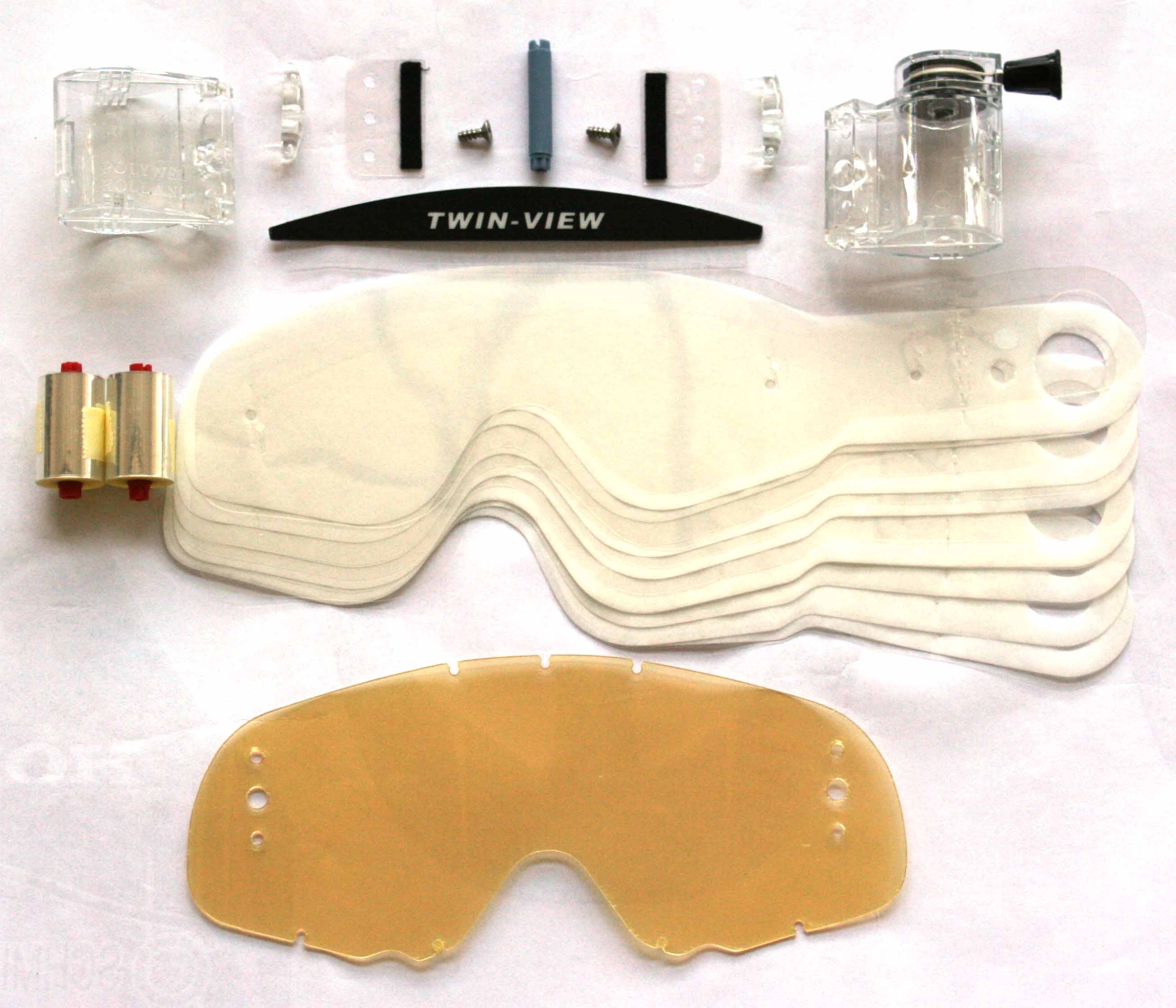 ROLL-OFF SYSTEM TWIN-VIEW 1 ROLL-OFF KIT + 2 NON-STICK FILMS + 10 TEAR-OFFS + 1 SUPER-GLASS + 1 R-O SPINDLE + 1 MUDFLAP, OAKLEY CROWBAR