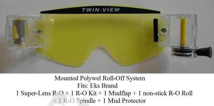 ROLL-OFF SYSTEM MOUNTED 1 ROLL-OFF KIT + 1 NON-STICK FILM + 1 SUPER-GLASS + 1 R-O SPINDLE + 1 MUDFLAP + 1 MUD PROTECTOR, EKS BRAND