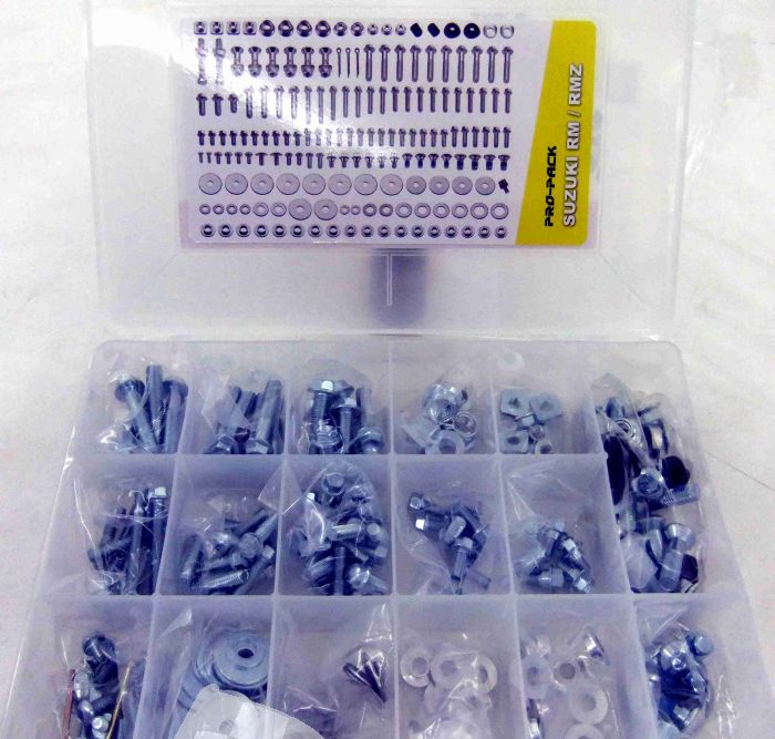 SCHREMS FACTORY SET OF BOLTS AND WASHERS, 160 PIECES ALL SUZUKI RM/RMZ MODELLE