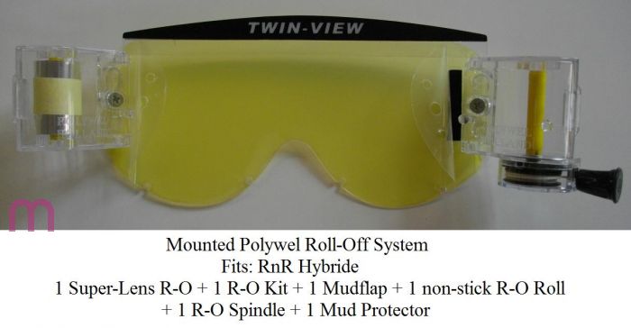 ROLL-OFF SYSTEM MOUNTED 1 ROLL-OFF KIT + 1 NON-STICK FILM + 1 SUPER-GLASS + 1 R-O SPINDLE + 1 MUDFLAP + 1 MUD PROTECTOR, RIP n ROLL