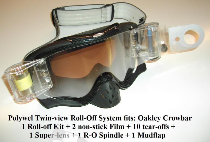 ROLL-OFF SYSTEM TWIN-VIEW 1 ROLL-OFF KIT + 2 NON-STICK FILME + 10 ABREISSSCHEIBEN + 1 SUPER-GLAS + 1 R-O SPINDEL + 1 MUDFLAP, OAKLEY CROWBAR