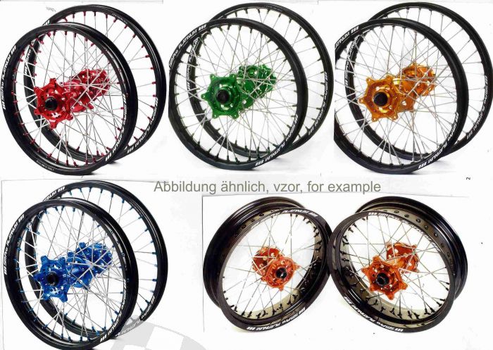 SM PRO SUPERMOTO COMPLETE-WHEEL - SHERCO SER & SEF - Enduro Bikes - Front (17 x 3.50) - Blue Hub / Gloss Black Rim / Nickel Nipples