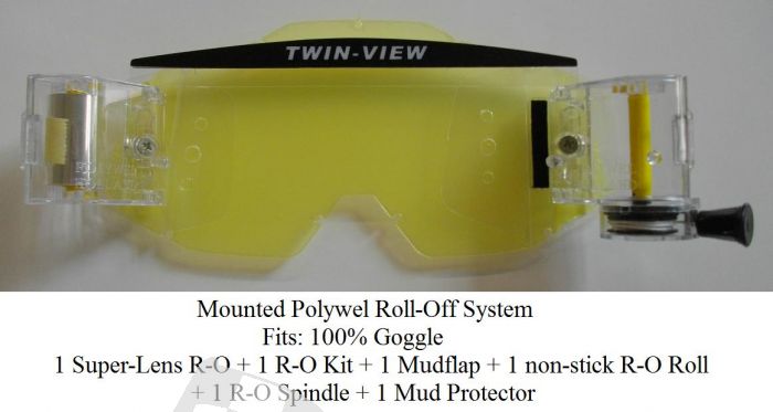 ROLL-OFF SYSTEM MOUNTED 1 ROLL-OFF KIT + 1 NON-STICK FILM + 1 SUPER-GLASS + 1 R-O SPINDLE + 1 MUDFLAP + 1 MUD PROTECTOR, 100% BRILLE